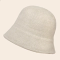 Minimalist cream knit bucket hat for women featuring a ribbed texture and soft bell shape - Beige