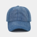 Classic blue denim baseball cap with curved brim and vintage six-panel design for unisex - Adjustable / Dark Blue