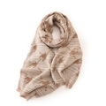 Fashion houndstooth plaid scarf in brown with elegant fringe details on white background - Brown Houndstooth Plaid / Khaki
