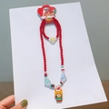 Kids Christmas beaded jewelry set with red bear necklace and yellow star bracelet - 5# Bear