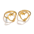 Anello regolabile in acciaio inossidabile dorato con design a cuore e mani che abbracciano - Oro-Mani Che Abbracciano il Cuore