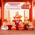 Set of 6 cute zodiac pig figurines with traditional Chinese lucky symbols for desk decor - 198-1 Happiness Plus Horse Set 6 / Full Box Set