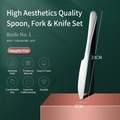 Polished stainless steel dinner knife 23cm length with sharp serrated blade edge - Dinner Knife