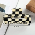 Close-up of black and white checkered hair claw clip with 8.3cm measurement detail - 26# Black and White Plaid Hair Claw Clip