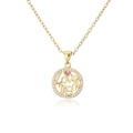 Detalle de collar dorado Love Mom con piedras de circón rosa y brillantes claros - Redondo Love Mom Dorado (21712)