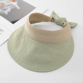 Visière pare-soleil vert clair à texture plissée et bordure tissée beige élégante - M(56-58cm) / Vert