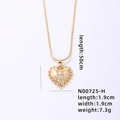 Gold heart pendant necklace with H letter zircon and snake chain for women - Letter H