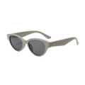 Cat eye sunglasses with grey acetate frames and metal rivet accents on white background - Grey Frame Grey Lens
