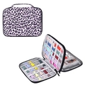 Pink leopard print watch band storage case with zippers and handle for straps - Pink Leopard Double Layer