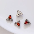 Silver marine charms with amber teardrop stones and ornate hollow carved details - Silver with Red Zirconia Lobster