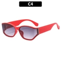 Fashionable oversized red curved sunglasses with purple gradient lenses code C4 - Red Frame Double Grey Lens