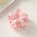 Pink plumeria hair claw clip with colorful ink texture for women hair styling - Strawberry Pink [4cm Mini]