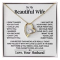 Elegant gold heart pendant necklace with zircon stones in a premium gift box set - Crooked Heart Gold Color (762)