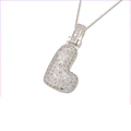 Silver-toned letter pendant necklace with shimmering cubic zirconia and box chain - Silver L