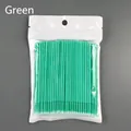 100pcs disposable micro applicators in green color with plastic storage bag - Green
