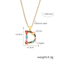 Collier avec pendentif lettre D doré et zircons multicolores sur chaîne en acier - Lettre D