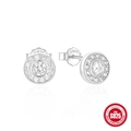 Elegant S925 sterling silver halo stud earrings featuring sparkling round cubic zirconia - Silver #1 (Round Halo Inlaid) / White Gold