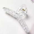 Pinza per capelli quadrata trasparente minimalista con molla in metallo dorato - 13cm / Stile a Croce Trasparente