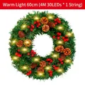 Couronne de Noël 60cm avec pommes de pin et baies incluant 4m 30-LED lumière chaude - Style Lumière Chaude / 60CM