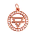 Rose gold North Star pendant with micro-paved cubic zirconia in a geometric round design - K323282-Rose Gold Round Geometric