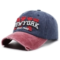 Berretto da baseball vintage blu e rosso con ricamo New York ed effetto lavato - Blu navy