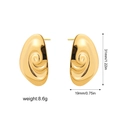 Polished 18k gold heart earrings detail with measurements 31mm height and 8.6g weight - Convex Spiral Snail