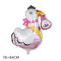Pink stork baby shower foil balloon with Baby Girl text for birthday party decoration - Stork Girl