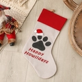 Calza natalizia per animali in iuta beige con scritta Happy Howlidays festiva - Impronta di Zampa-Happy Howlidays