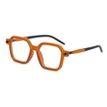 Montatura geometrica arancione ambra con aste nere, occhiali da sole oversize di tendenza - Arancione Bianco