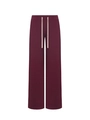 Women's low waist wide leg sweatpants in burgundy red featuring cream drawstrings - L / Dark Red