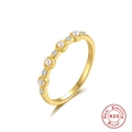 Bague en argent sterling S925 doré avec perles blanches et oxydes de zirconium clairs - US 6 / Doré