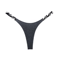 String en coton gris foncé pour femme avec taille élastique à imprimé zèbre latéral - L / Gris (Bande Zèbre)
