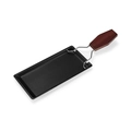 Mini non-stick rectangle cheese raclette with dark wood handle on white background - Single Baking Pan (Wood Handle)