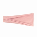 Pink wide knitted elastic sports headband for women with soft texture and ribbed design - Light Lotus Pink