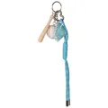 Mini baseball keychain with wooden bat, light blue glove, and blue braided rope lanyard - Multicolor