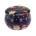 Deep purple Christmas tin box with Santa Claus motif and A Merry Christmas text - D224-Purple Merry Christmas