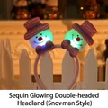 Glittering LED snowman headband for Christmas parties with pink sequins and lighting - Sequin LED Dual (Snowman)