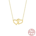 Elegante collana con doppi cuori intrecciati in argento sterling S925 dorato da donna - Argento 925 / Oro