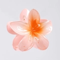 Pink and orange gradient plumeria flower hair claw clip with a glossy finish - Orange Red 8cm