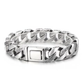 Pulsera de cadena cubana para hombre en acero inoxidable con grabado de greca griega - Estilo Plateado Llave Griega (KB152066-KJX)