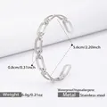 Silver stainless steel chain-style open bangle with ridged texture and hypoallergenic finish - Hollow Chain Style-Steel Color (Z310)