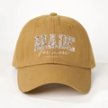 Mustard yellow baseball cap with floral MADE print and EPHESIANS 2:10 bible verse - One Size / Turmeric