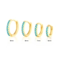 Quatre créoles en argent S925 doré avec pierres turquoise, tailles 9mm à 6mm - 7mm / Or/Turquoise