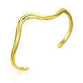 Close-up of polished 18K gold S-shaped wavy cuff bangle with sleek metallic finish - Gold Wavy Open Bangle (B2044-GO)
