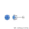 Funkelnde S925 Sterling Silber Ohrstecker mit 8mm rundem hellblauem Edelstein - 925er Silber / 8mm