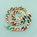 Acrylic and gold metal mixed chain strap for bags with secure lobster clasps - Multicolor & Gold
