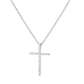 Detail of silver cross necklace featuring micro-paved cubic zirconia stones - Silver Full Drill Delicate Cross (P3085314)