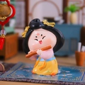 Traditional Chinese style resin girl figurine playing flute in pink and yellow dress - 1229-1 Yellow Skirt