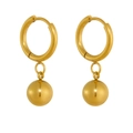 Pendientes de aro minimalistas en acero de titanio dorado con colgantes de bola lisa - Stud aretes / Dorado