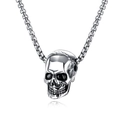 Detailed macro view of the realistic silver skull pendant on a stainless steel chain - Skull Shape